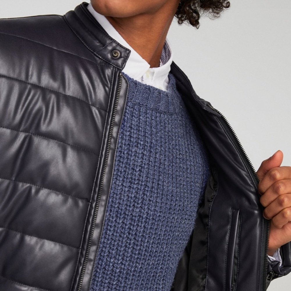 NEW ZARA FAUX LEATHER PUFFER JACKET Faux leather. - Picture 7 of 8
